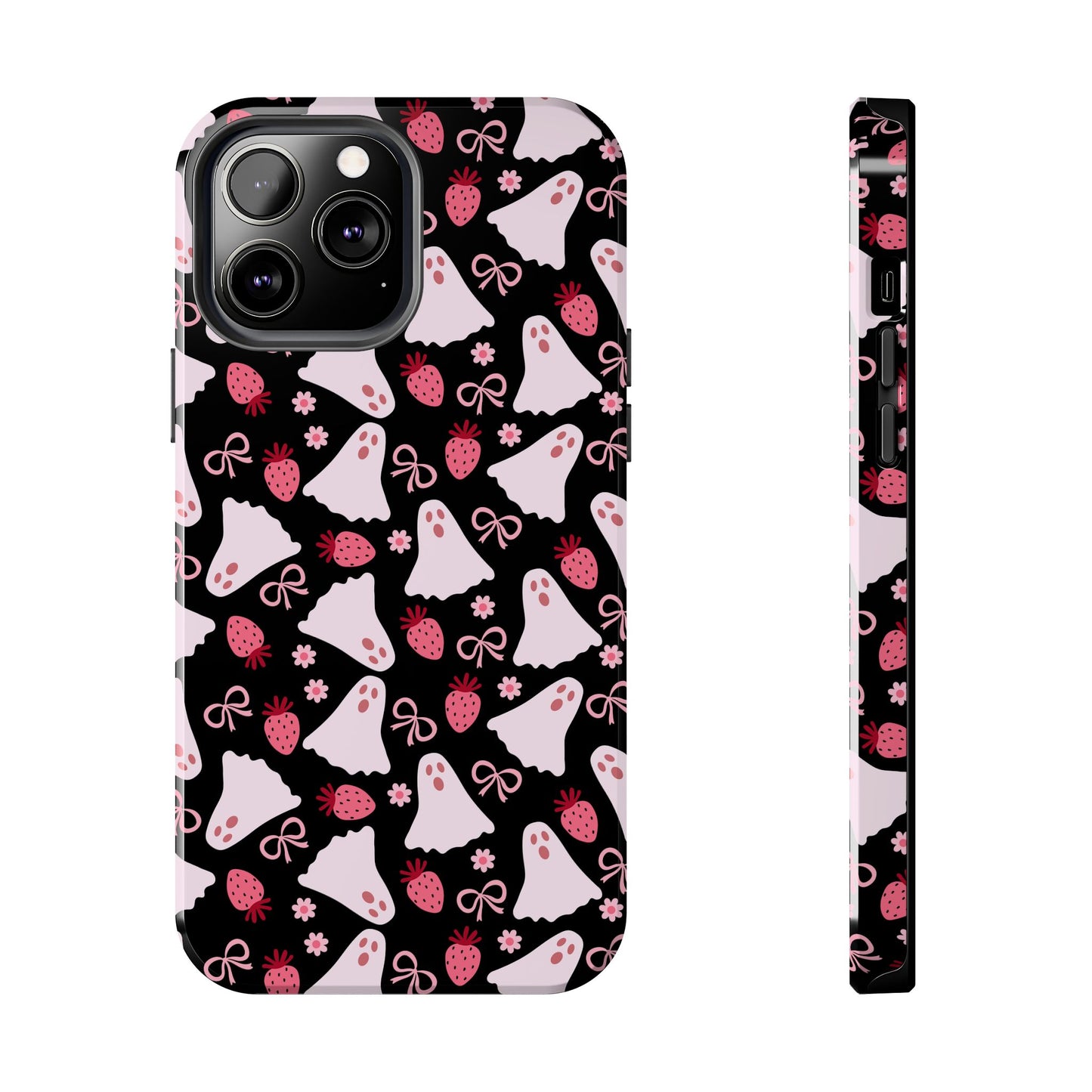 Cute Ghosts and Strawberries Phone Case | Tough Phone Cases, Halloween Accessories, Unique Gift Ideas, Spooky Aesthetic, Everyday Style