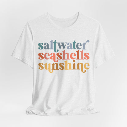 Coastal Vibes Unisex Jersey Tee - Saltwater Seashells Sunshine Design