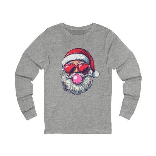 Santa Long Sleeved T-shirt, Christmas Tee, Festive Shirt, Holiday Apparel, Xmas Top for Men and Women