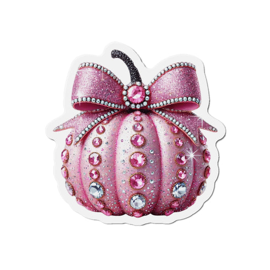 Bedazzled Pink Pumpkin Magnet, Fall Decor, Fridge Magnet, Halloween Decoration, Cute Kitchen Accessory