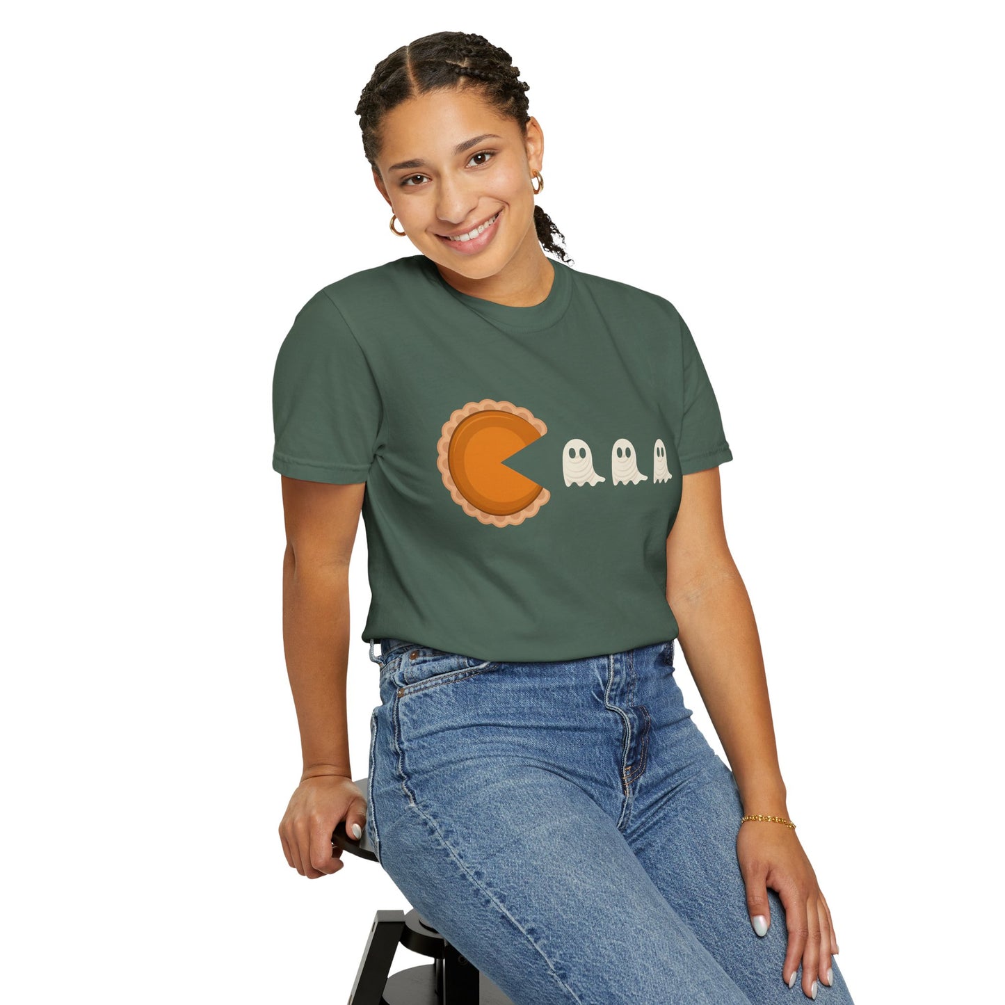 Pac-Man Pumpkin Pie Ghosts Unisex T-Shirt, Halloween Tee, Gamer Shirt, Fun Graphic Top, Gift for Gamers, Casual Wear