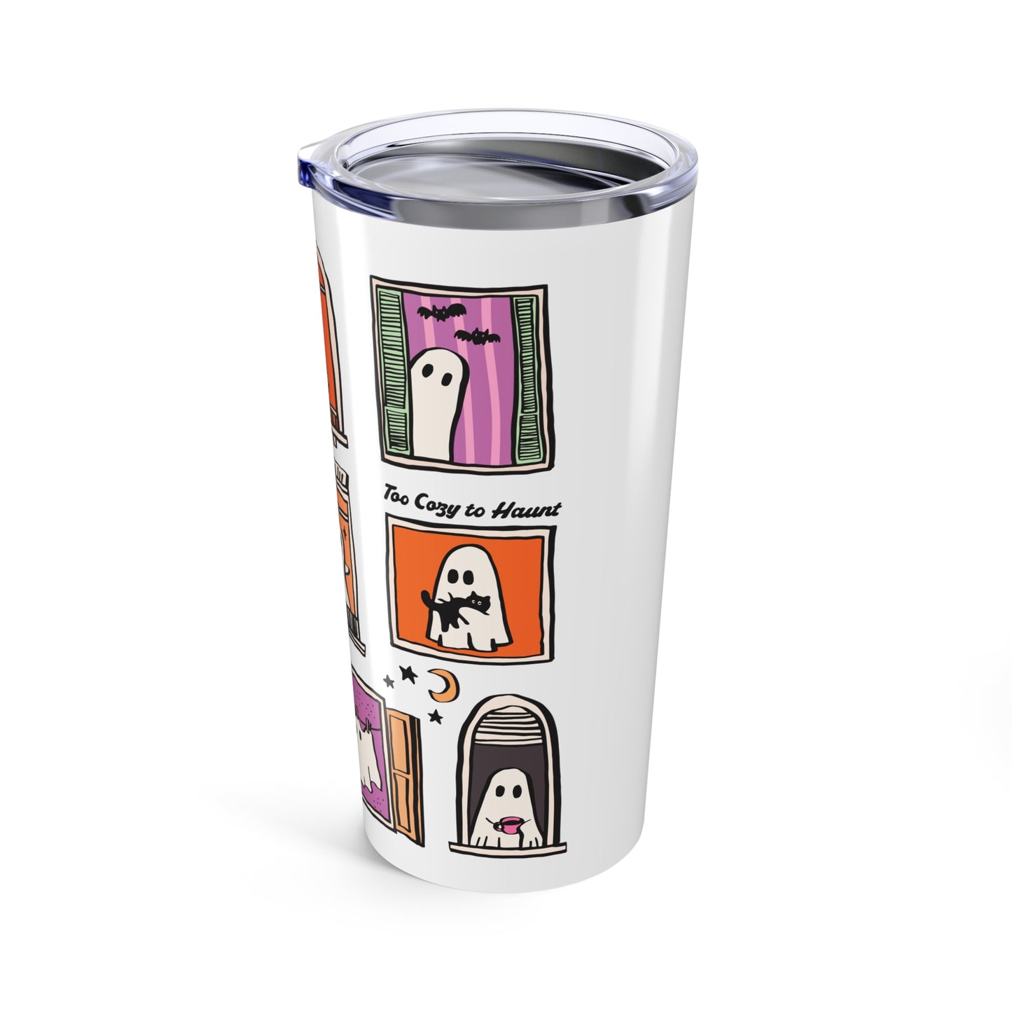 Whimsical Ghost Tumbler 20oz - Cute Halloween Drinkware, Spooky Gift for Ghost Lovers, Fall Decor, Cozy Sips