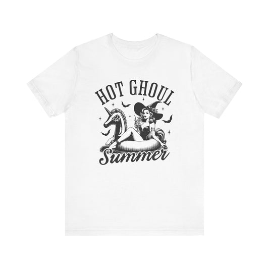 Hot Ghoul Summer Unisex Tee, Casual Summer T-Shirt, Beach Vibes Shirt, Halloween Style, Fun Gift for Friends