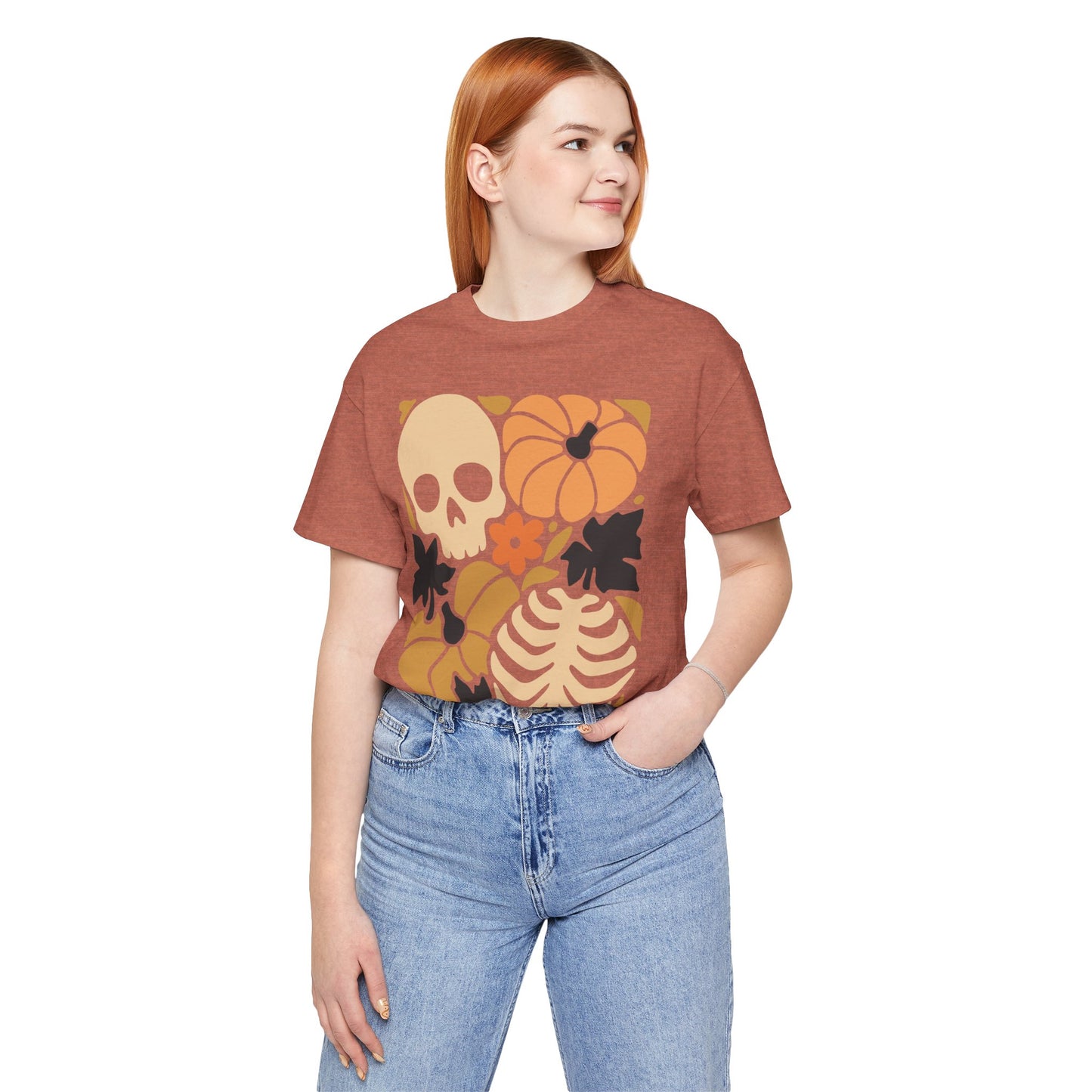 Autumn Vibes Graphic Tee | Halloween Shirt, Fall Apparel, Unisex Tee, Spooky Fashion, Pumpkin Skull Top