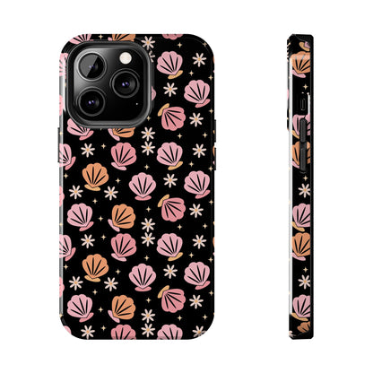 Floral Tough Phone Cases for Trendy Protection, Shell Pattern Phone Cover, Vibrant Floral Case, Girly Gift, Cute Tech Accessories