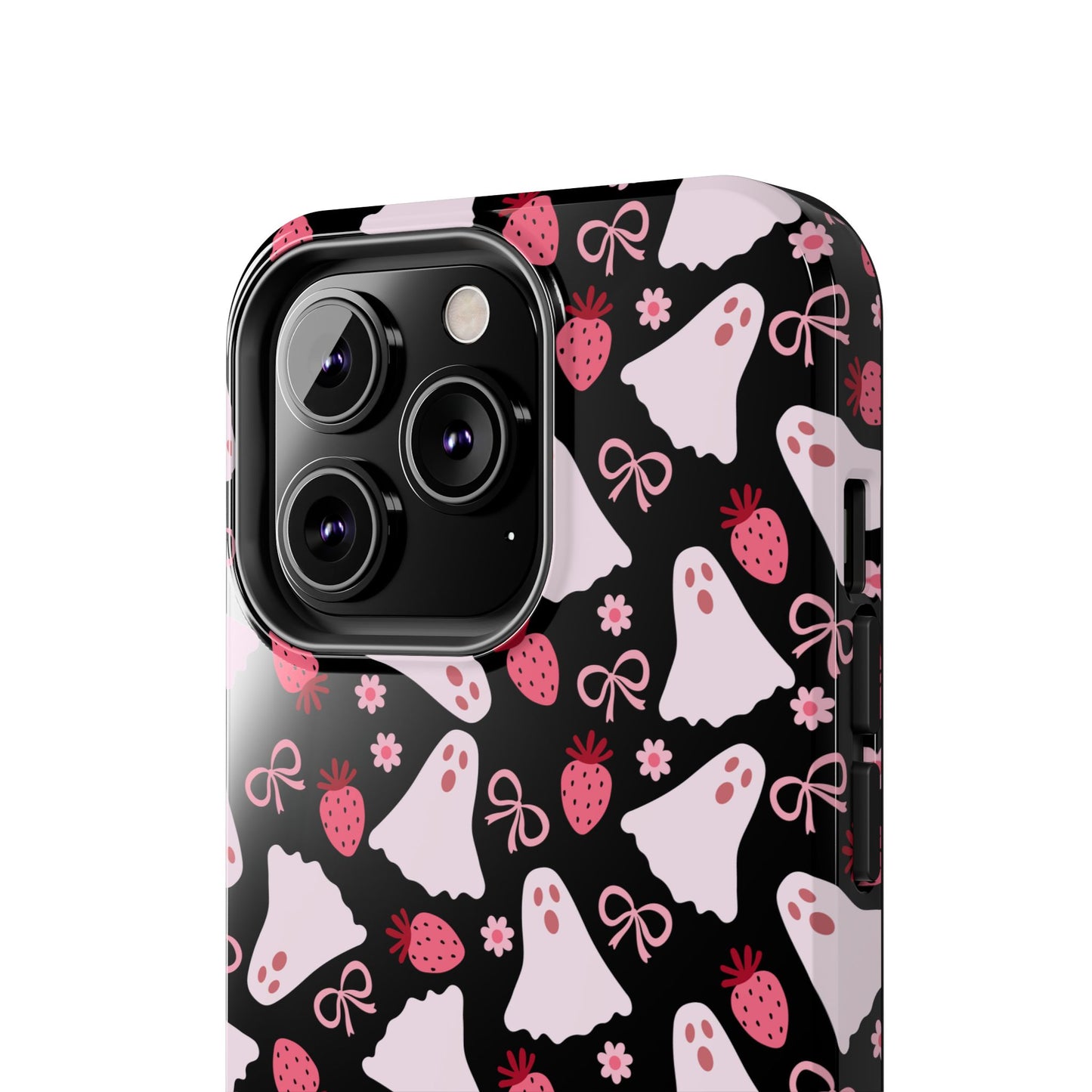 Cute Ghosts and Strawberries Phone Case | Tough Phone Cases, Halloween Accessories, Unique Gift Ideas, Spooky Aesthetic, Everyday Style