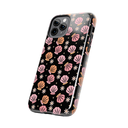 Floral Tough Phone Cases for Trendy Protection, Shell Pattern Phone Cover, Vibrant Floral Case, Girly Gift, Cute Tech Accessories