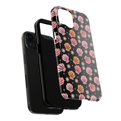 Floral Tough Phone Cases for Trendy Protection, Shell Pattern Phone Cover, Vibrant Floral Case, Girly Gift, Cute Tech Accessories