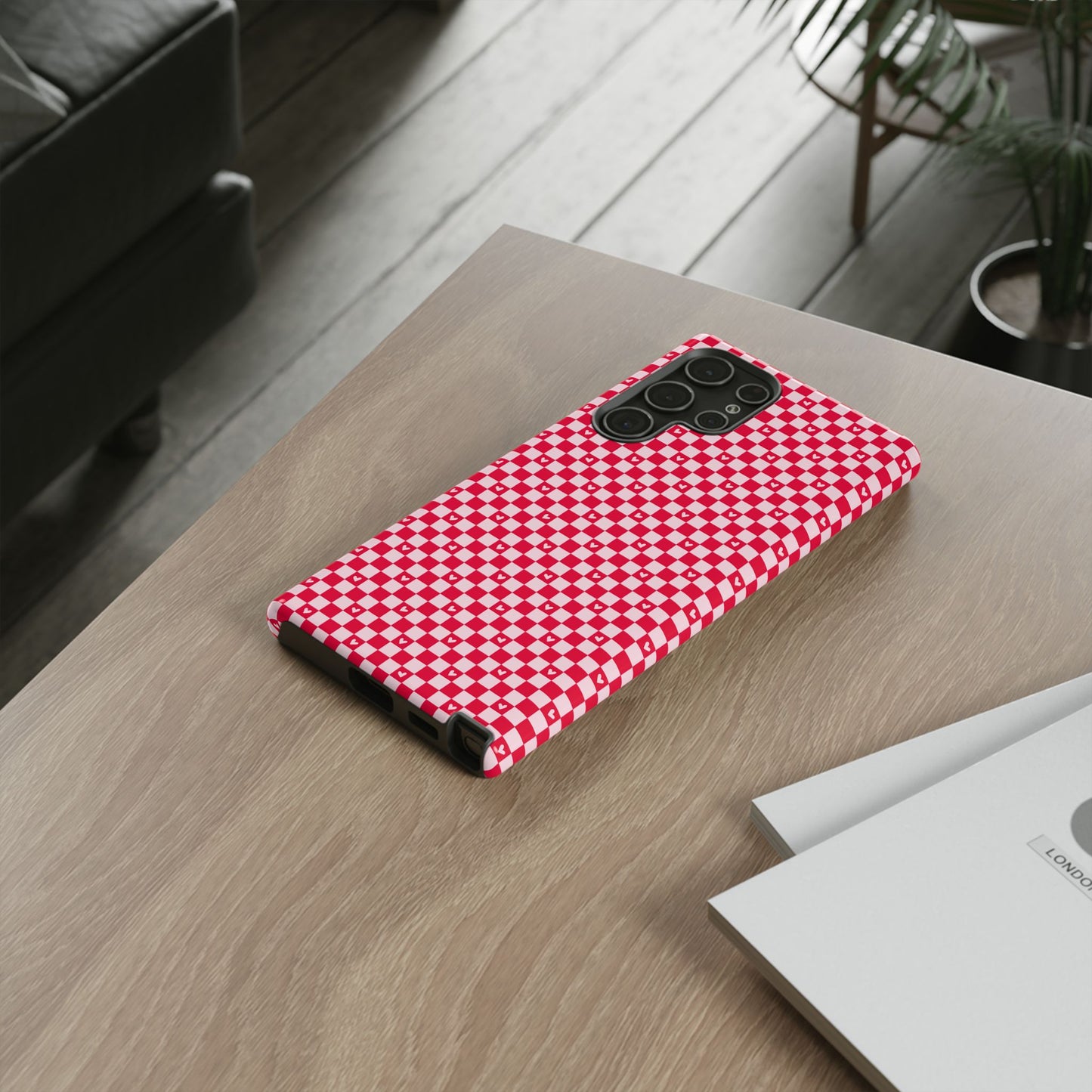 Red Checkerboard Heart Phone Case