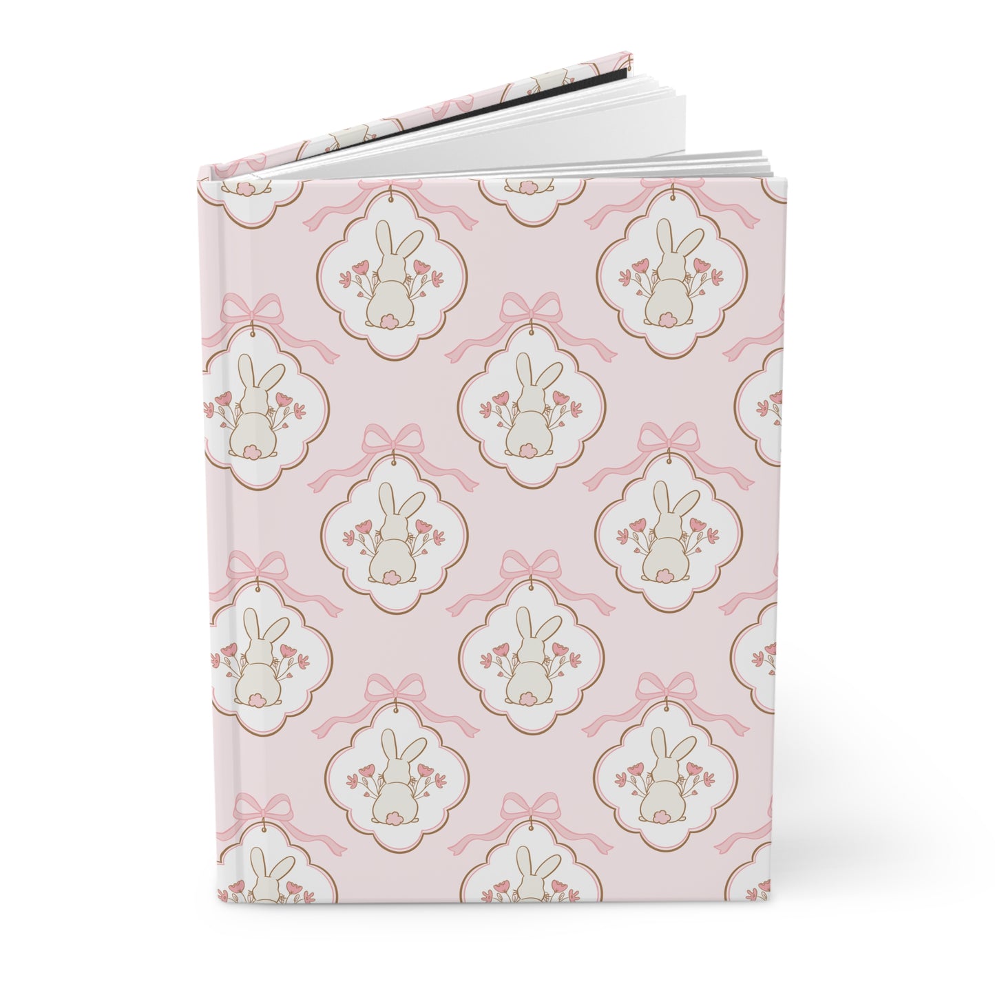 Floral Bunny Hardcover Journal - Cute Pink Design for Kids & Easter