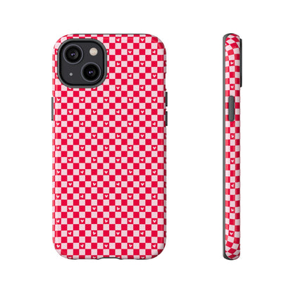 Red Checkerboard Heart Phone Case