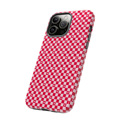 Red Checkerboard Heart Phone Case