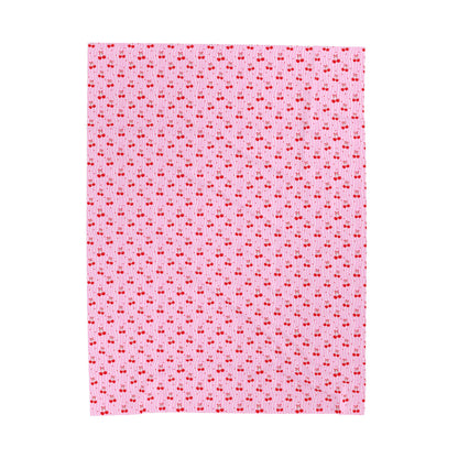Pink Cherry Pattern Velveteen Plush Blanket — Soft Cozy Throw for Kids & Gifts