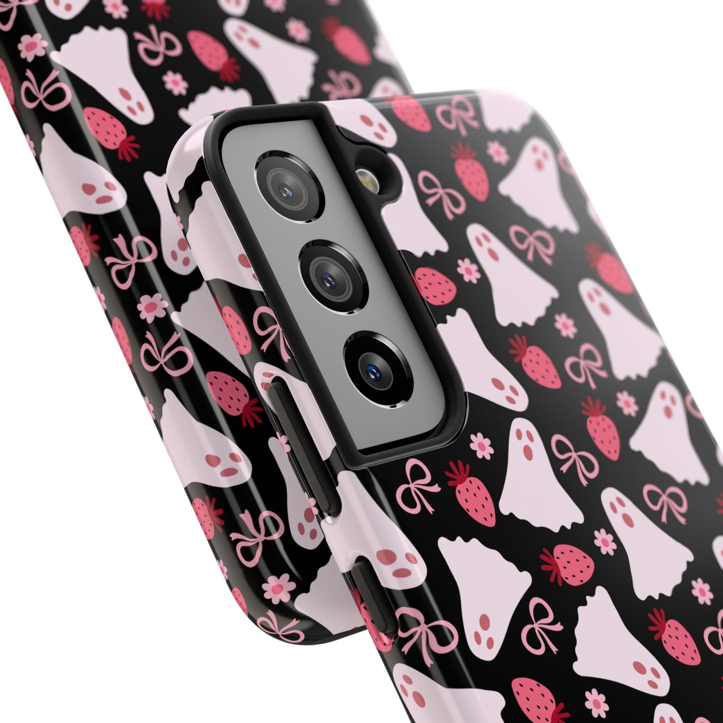 Cute Ghosts and Strawberries Phone Case | Tough Phone Cases, Halloween Accessories, Unique Gift Ideas, Spooky Aesthetic, Everyday Style