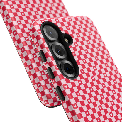 Red Checkerboard Heart Phone Case