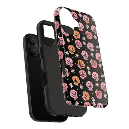 Floral Tough Phone Cases for Trendy Protection, Shell Pattern Phone Cover, Vibrant Floral Case, Girly Gift, Cute Tech Accessories