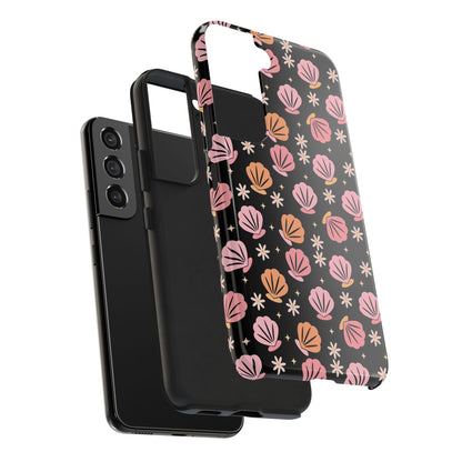 Floral Tough Phone Cases for Trendy Protection, Shell Pattern Phone Cover, Vibrant Floral Case, Girly Gift, Cute Tech Accessories