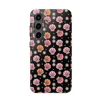 Floral Tough Phone Cases for Trendy Protection, Shell Pattern Phone Cover, Vibrant Floral Case, Girly Gift, Cute Tech Accessories