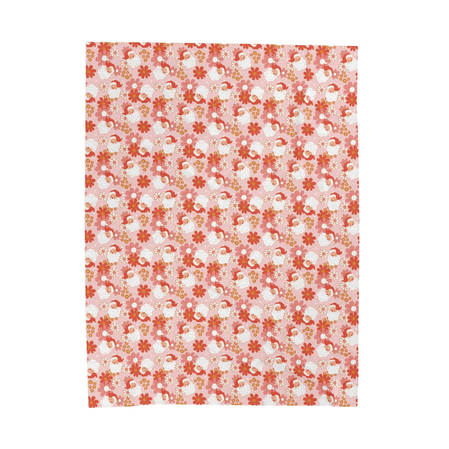 Cozy Retro Santa Floral Velveteen Blanket | Soft Plush Throw for Home