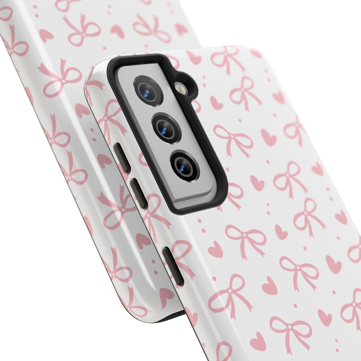 Love & Bows Tough Phone Cases for Girls, Cute Phone Cover, Valentine's Day Gift, Girly Accessories, Heart Pattern