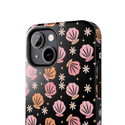 Floral Tough Phone Cases for Trendy Protection, Shell Pattern Phone Cover, Vibrant Floral Case, Girly Gift, Cute Tech Accessories