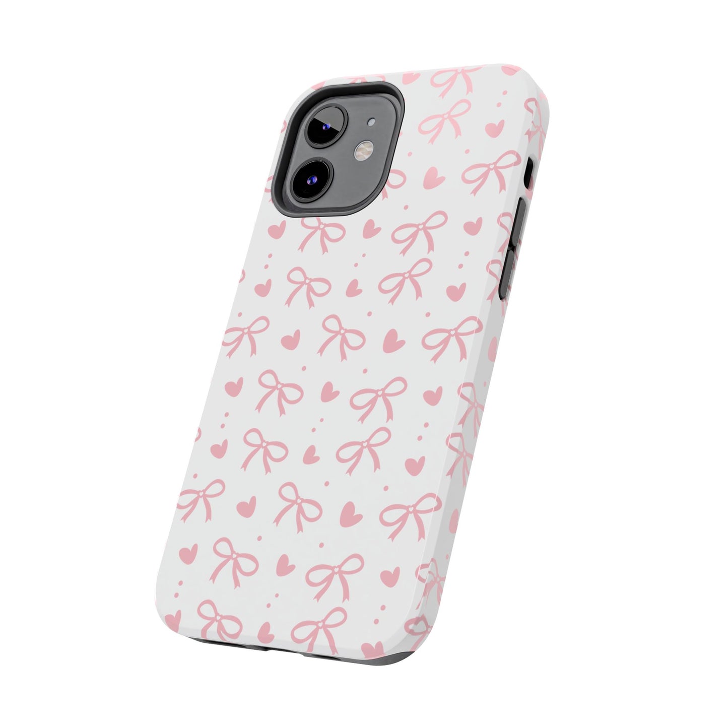 Love & Bows Tough Phone Cases for Girls, Cute Phone Cover, Valentine's Day Gift, Girly Accessories, Heart Pattern