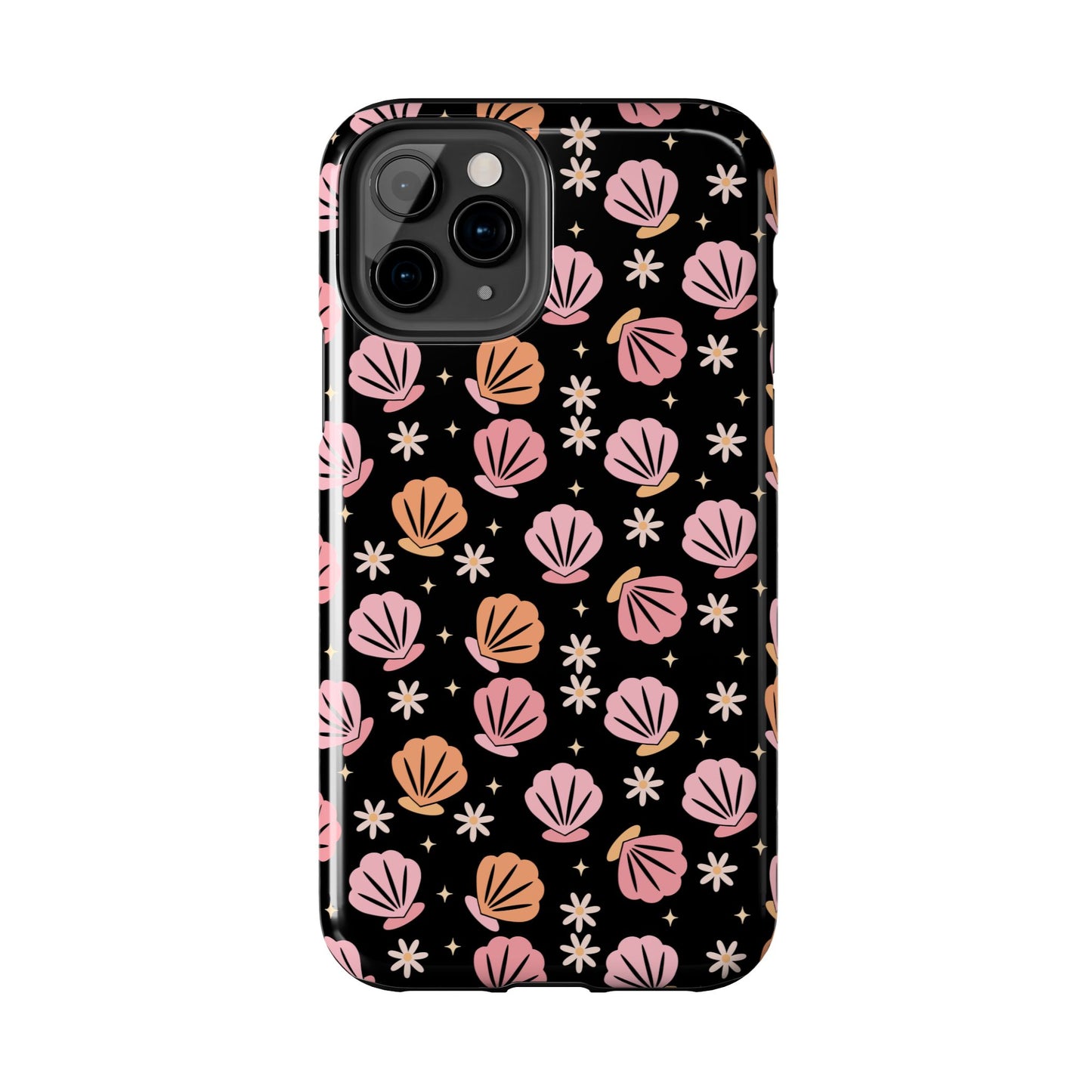 Floral Tough Phone Cases for Trendy Protection, Shell Pattern Phone Cover, Vibrant Floral Case, Girly Gift, Cute Tech Accessories