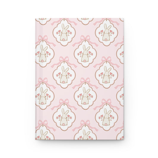 Floral Bunny Hardcover Journal - Cute Pink Design for Kids & Easter