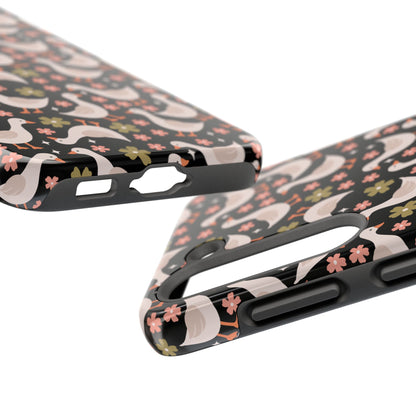 Cute Duck Pattern Phone Case, Stylish Tough Case, Gift for Duck Lovers, Floral Design, Unique Mobile Cover