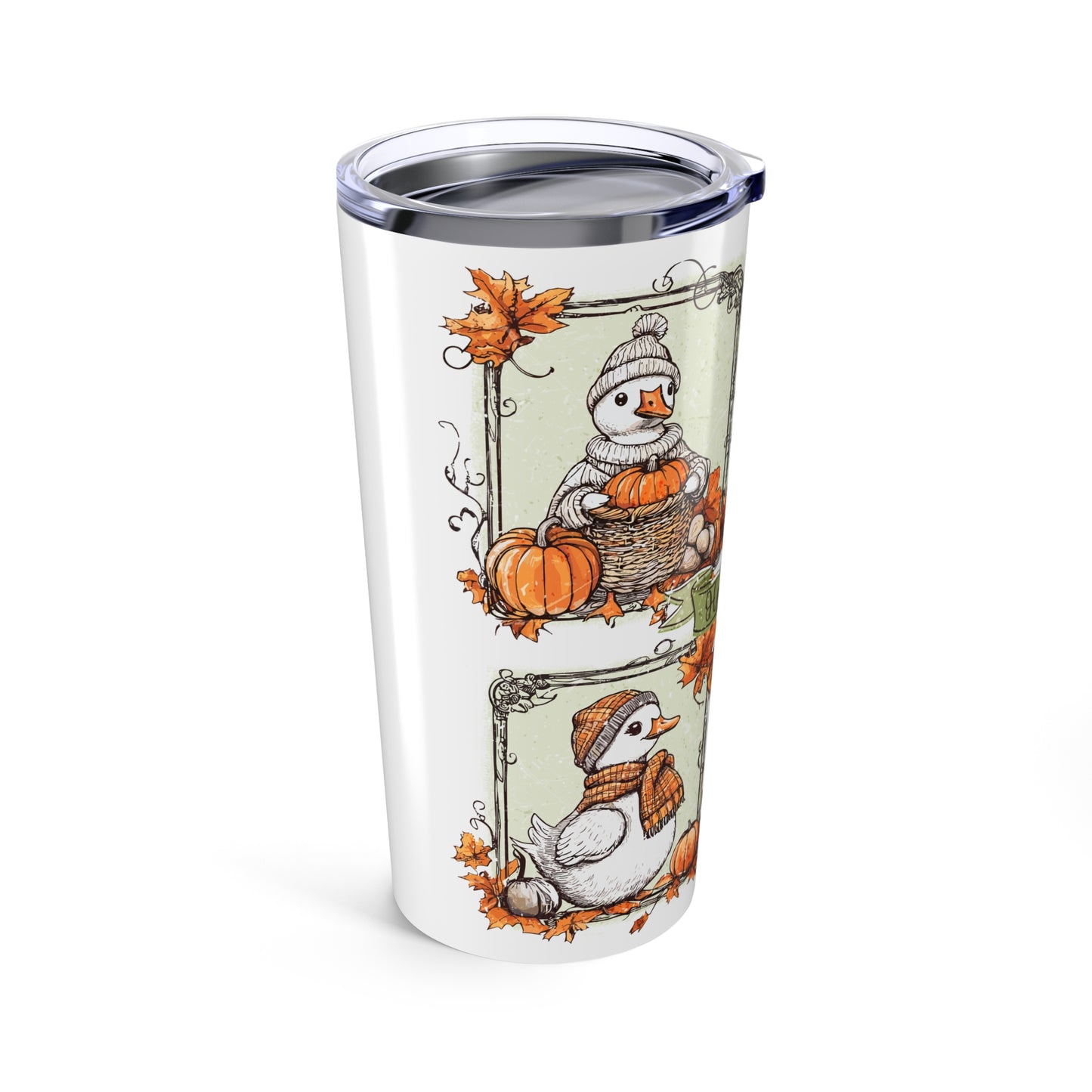 Autumn-Themed 20oz Tumbler with Pumpkin and Goose Design, Fall Drinkware, Thanksgiving Gift, Seasonal Mug, Cozy Decor, Hoppy Fall Tumbler