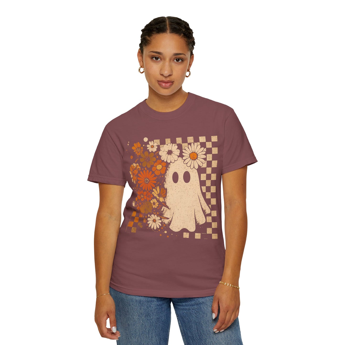 Whimsical Floral Ghost T-shirt, Casual Tee for Art Lovers, Perfect Gift for Halloween, Fall Fashion