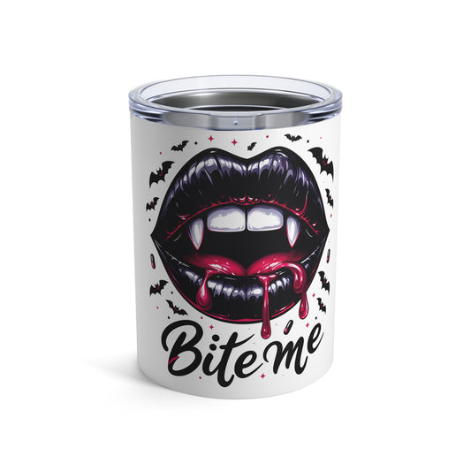Vampire Kiss Stainless Steel Tumbler, Bite Me Drinkware, Halloween Gift, Gothic Decor, Spooky Party Supplies, Blood Drip Mug