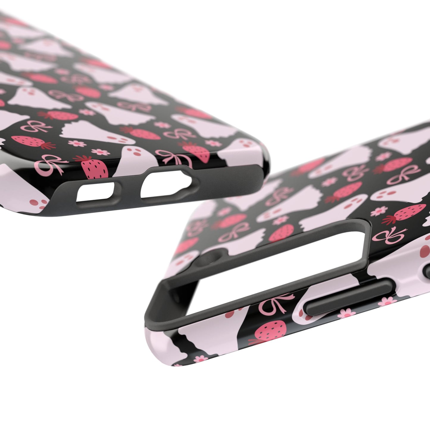 Cute Ghosts and Strawberries Phone Case | Tough Phone Cases, Halloween Accessories, Unique Gift Ideas, Spooky Aesthetic, Everyday Style