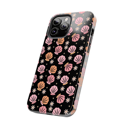 Floral Tough Phone Cases for Trendy Protection, Shell Pattern Phone Cover, Vibrant Floral Case, Girly Gift, Cute Tech Accessories