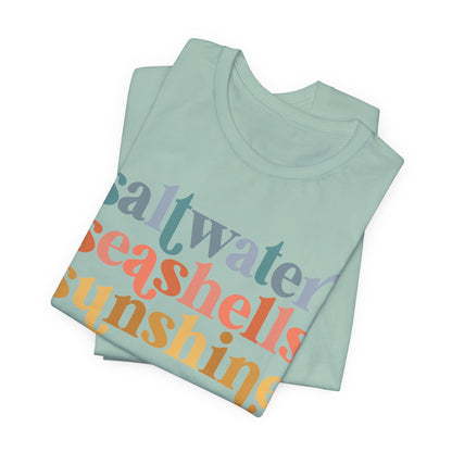 Coastal Vibes Unisex Jersey Tee - Saltwater Seashells Sunshine Design
