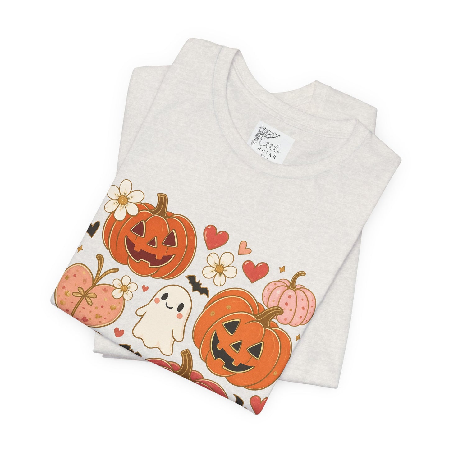 Halloween Ghost & Pumpkin Tee, Perfect for Fall, Halloween Parties, Cozy Autumn Wear, Unisex T-Shirt, Seasonal Gift Idea