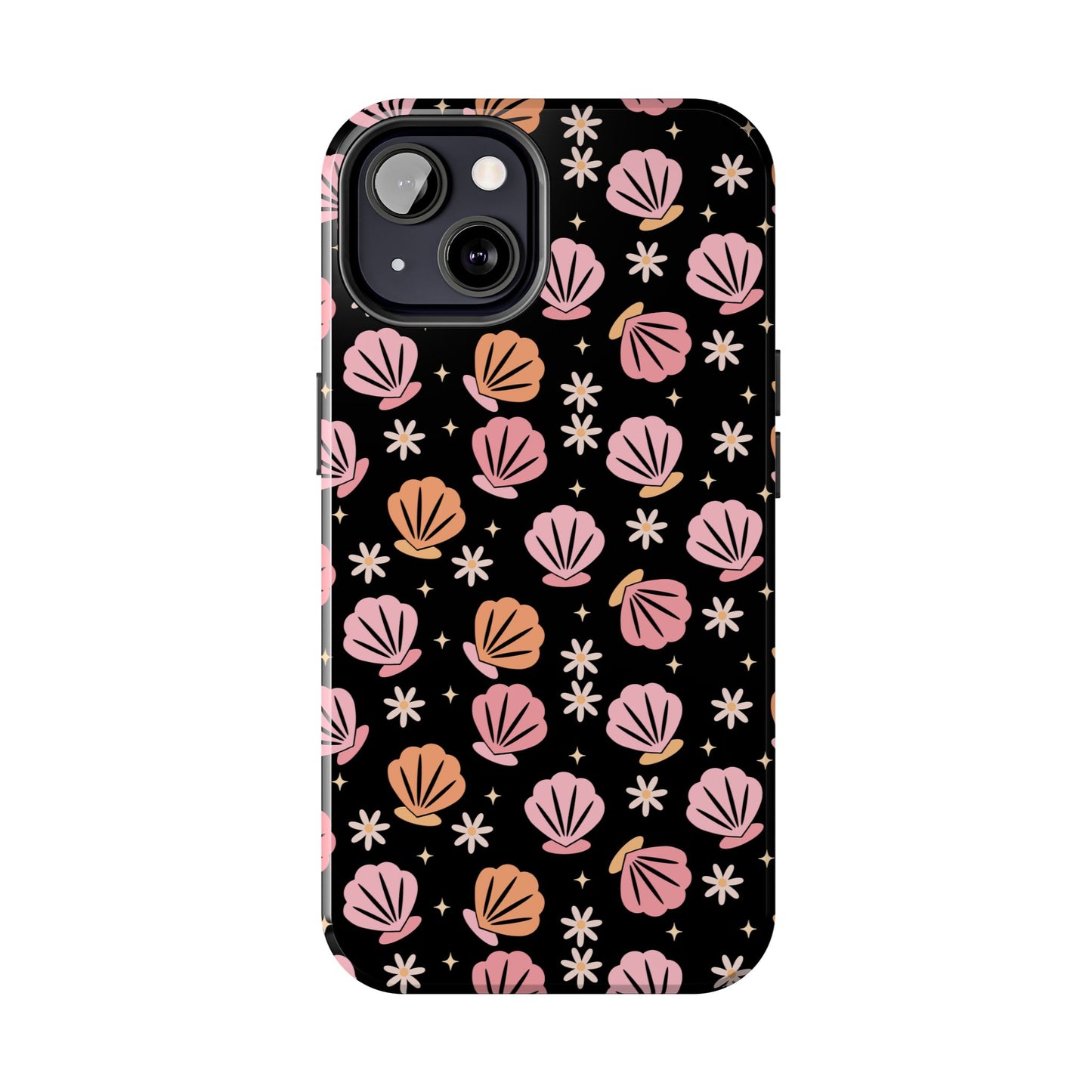 Floral Tough Phone Cases for Trendy Protection, Shell Pattern Phone Cover, Vibrant Floral Case, Girly Gift, Cute Tech Accessories