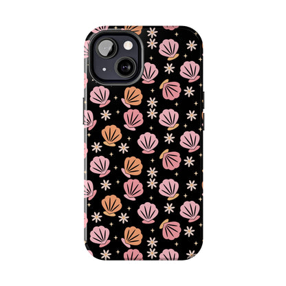 Floral Tough Phone Cases for Trendy Protection, Shell Pattern Phone Cover, Vibrant Floral Case, Girly Gift, Cute Tech Accessories