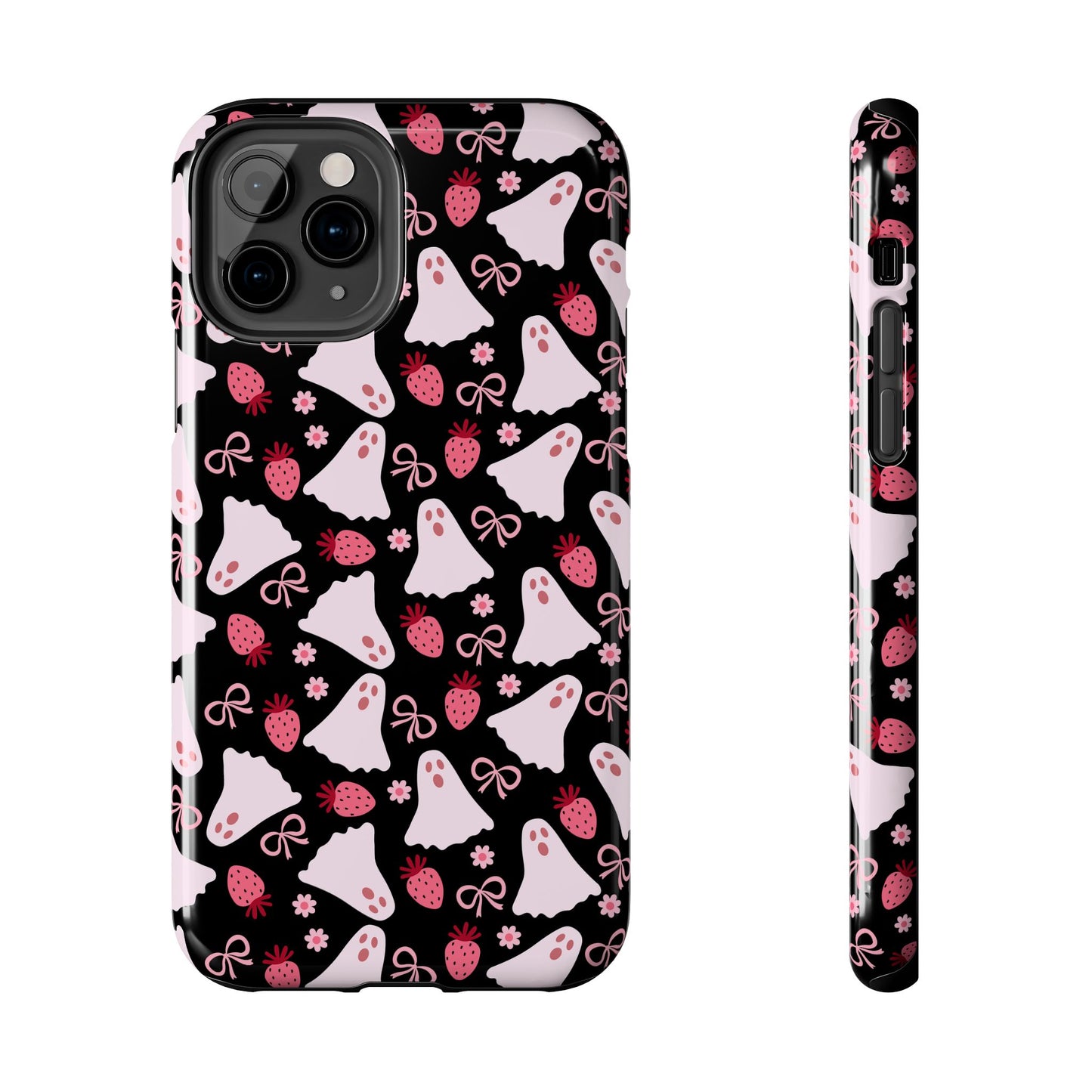Cute Ghosts and Strawberries Phone Case | Tough Phone Cases, Halloween Accessories, Unique Gift Ideas, Spooky Aesthetic, Everyday Style