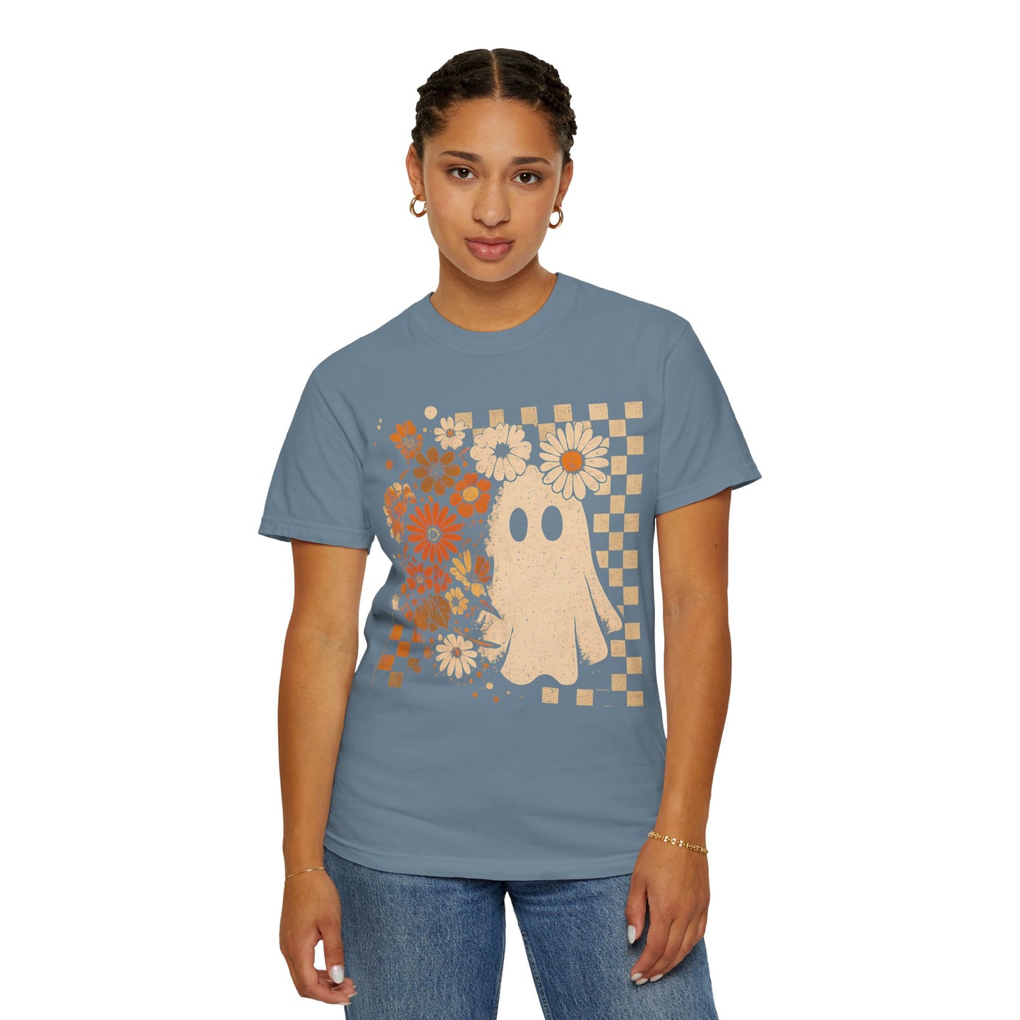 Whimsical Floral Ghost T-shirt, Casual Tee for Art Lovers, Perfect Gift for Halloween, Fall Fashion