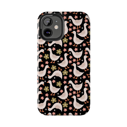 Cute Duck Pattern Phone Case, Stylish Tough Case, Gift for Duck Lovers, Floral Design, Unique Mobile Cover