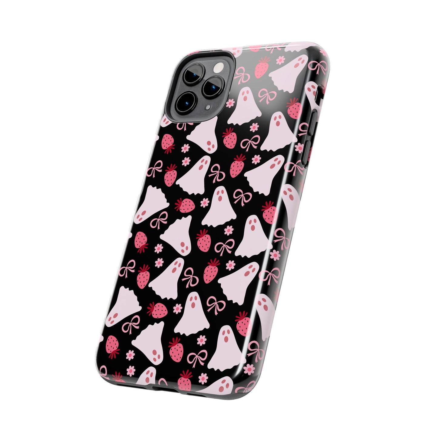 Cute Ghosts and Strawberries Phone Case | Tough Phone Cases, Halloween Accessories, Unique Gift Ideas, Spooky Aesthetic, Everyday Style