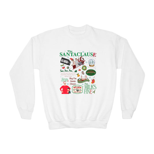 Youth Christmas Sweatshirt — Santa Claus Vintage Holiday Icons Crewneck