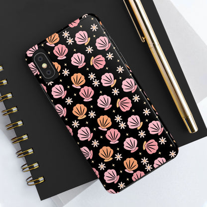 Floral Tough Phone Cases for Trendy Protection, Shell Pattern Phone Cover, Vibrant Floral Case, Girly Gift, Cute Tech Accessories