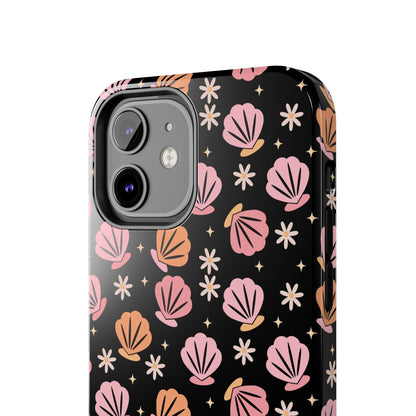 Floral Tough Phone Cases for Trendy Protection, Shell Pattern Phone Cover, Vibrant Floral Case, Girly Gift, Cute Tech Accessories