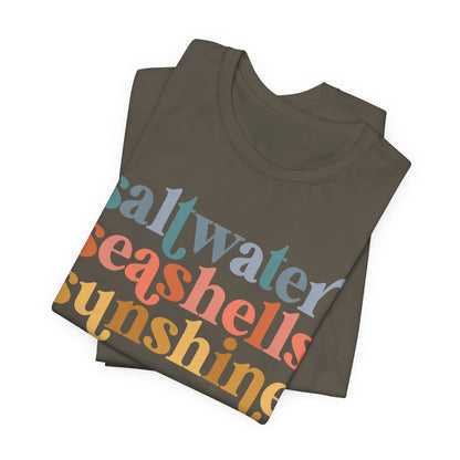 Coastal Vibes Unisex Jersey Tee - Saltwater Seashells Sunshine Design