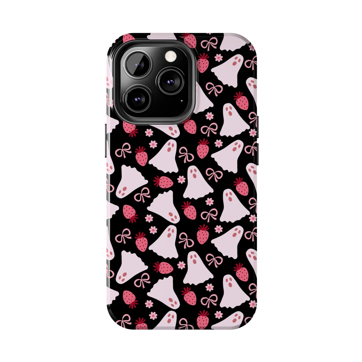 Cute Ghosts and Strawberries Phone Case | Tough Phone Cases, Halloween Accessories, Unique Gift Ideas, Spooky Aesthetic, Everyday Style