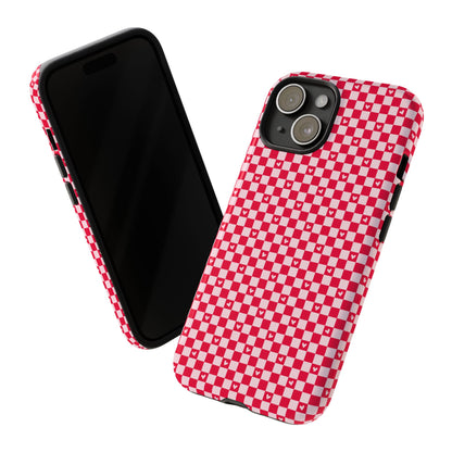 Red Checkerboard Heart Phone Case