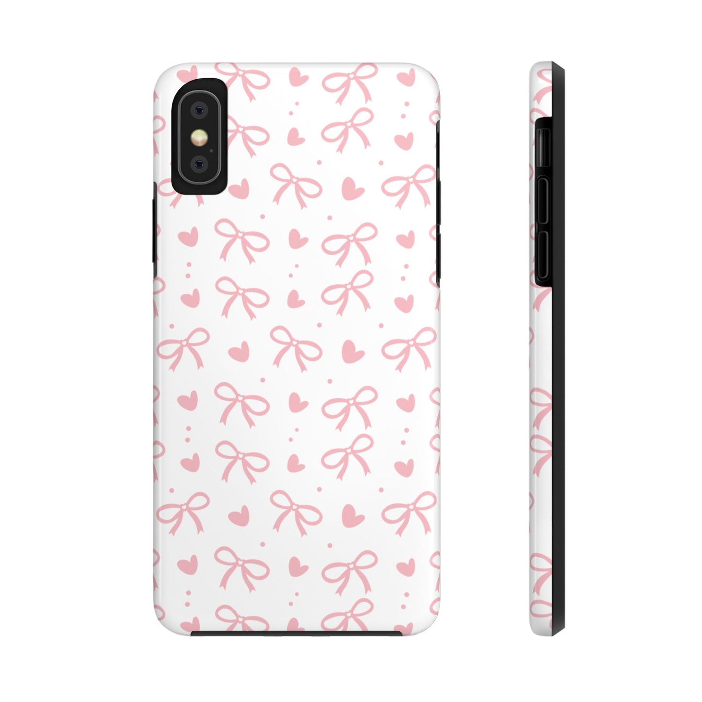 Love & Bows Tough Phone Cases for Girls, Cute Phone Cover, Valentine's Day Gift, Girly Accessories, Heart Pattern