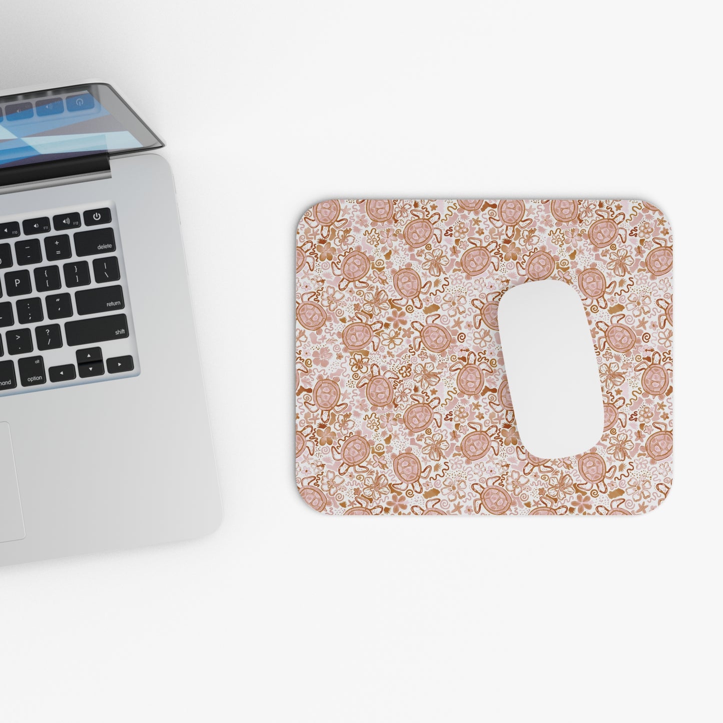 Beach-Themed Turtle Mouse Pad - Cute Floral Design for Office & Home
